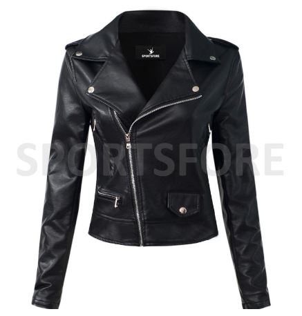 Women Fancy Motorcycle Genuine Leather Jacket = Women Motorcycle Synthetic Leather Jacket