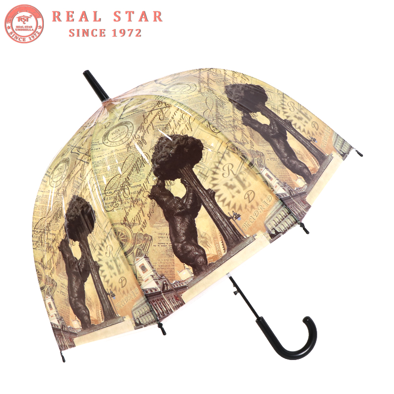 RST real star umbrella 2018 new product design transparent straight bubble umbrella