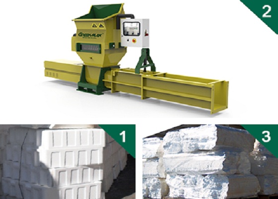 Hot sale Styrofoam recycling machine of GREENMAX A-C100 compactor