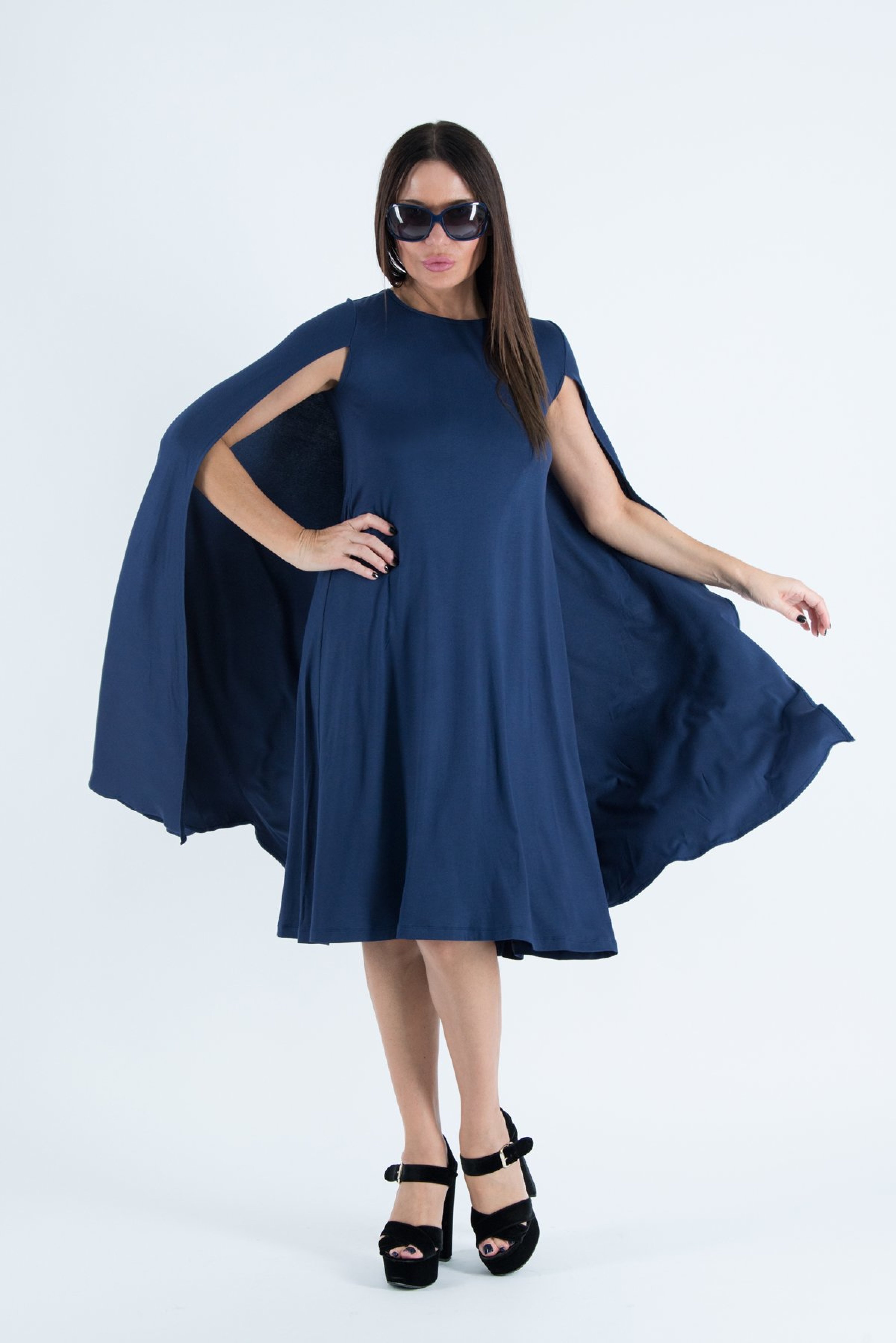 Navy Blue Sleeveless Summer Maxi Dress - DR0706TR