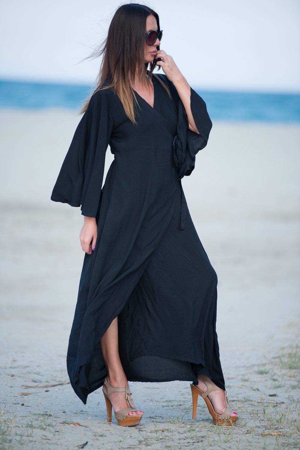 Black Summer Maxi Dress, Long Party Dress - DR0176CV