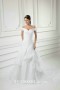 Organza Ball Gown Wedding Dresses with Off Shoulder Cap Sleeves