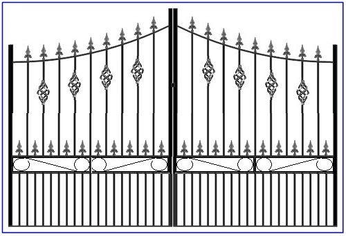 Gothic Double Gate With Baskets and Scroll