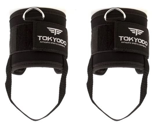 Tokyodo Ankle Straps, Adjustable Comfort Fit Neoprene Padding, Nylon Web, Metal D Ring for Cable Machines Strength Exercises