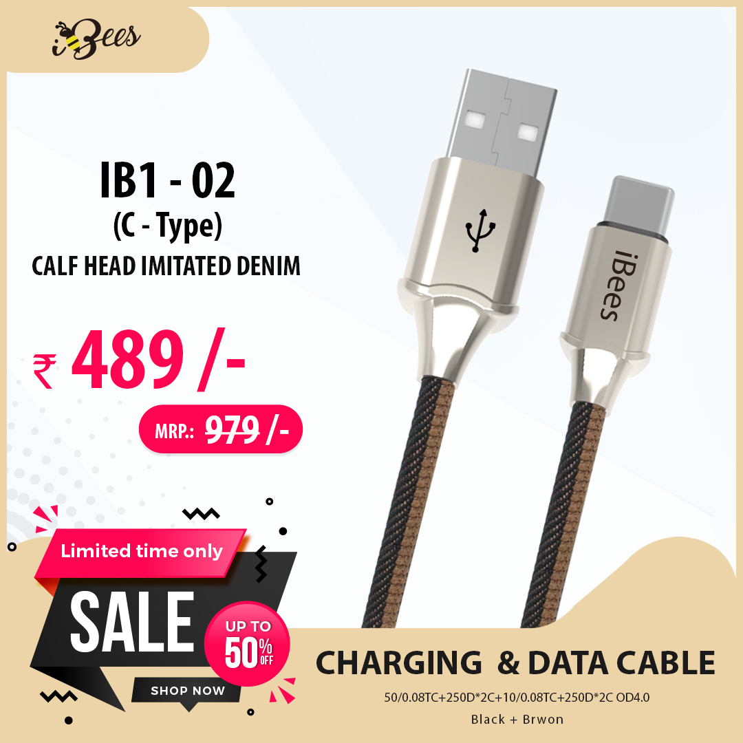 iBees Long & Tough Type C USB Data Cable Fast Charging Cord Compatible with All Type-C Android Devices Samsung, Mi, Sony, Oppo, Vivo, Google Pixel, Motorola, Huawei (1.2m)