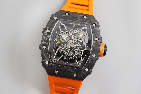 RICHARD MILLE RM035-02 KVF BEST EDITION SKELETON DIAL ORANGE ON ORANGE RUBBER STRAP MIYOTA8215 V3