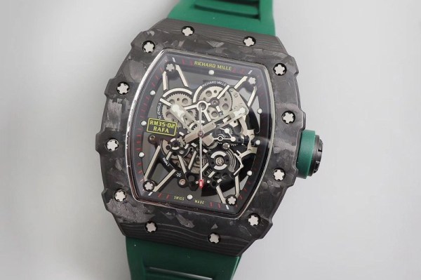 RICHARD MILLE RM035-02 KVF BEST EDITION SKELETON DIAL GREEN ON GREEN RUBBER STRAP MIYOTA8215 V3