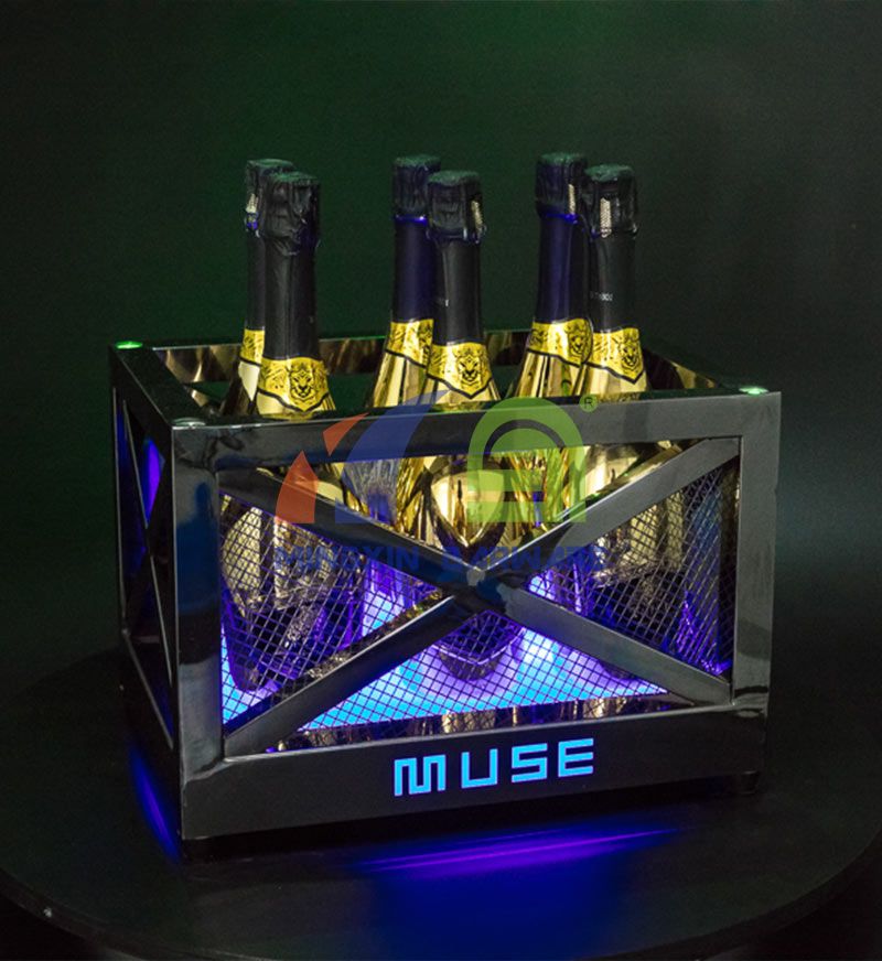 Metal Frame LED Ice Bucket with Laser Lighting  LED Ice Bucket