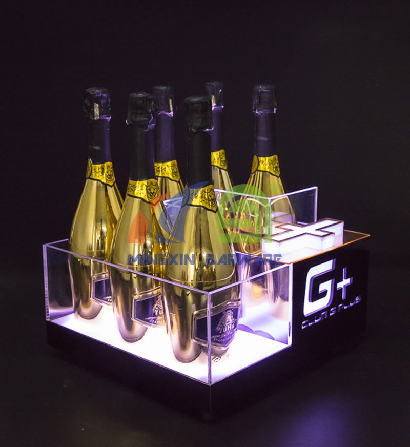 6 Bottles Champagne LED Ice Bucket with Gold Mirror  