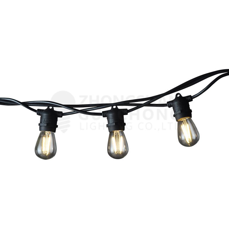 Low voltage, 20 E27 FIXED SOCKET, OUTDOOR COMMERCIAL WEATHERPROOF STRING LIGHT , S14 BULBS, 20M CORD