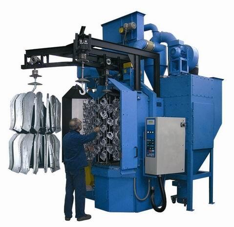 Hook Type Shot Blasting Machine, spare parts rust removing peening machine