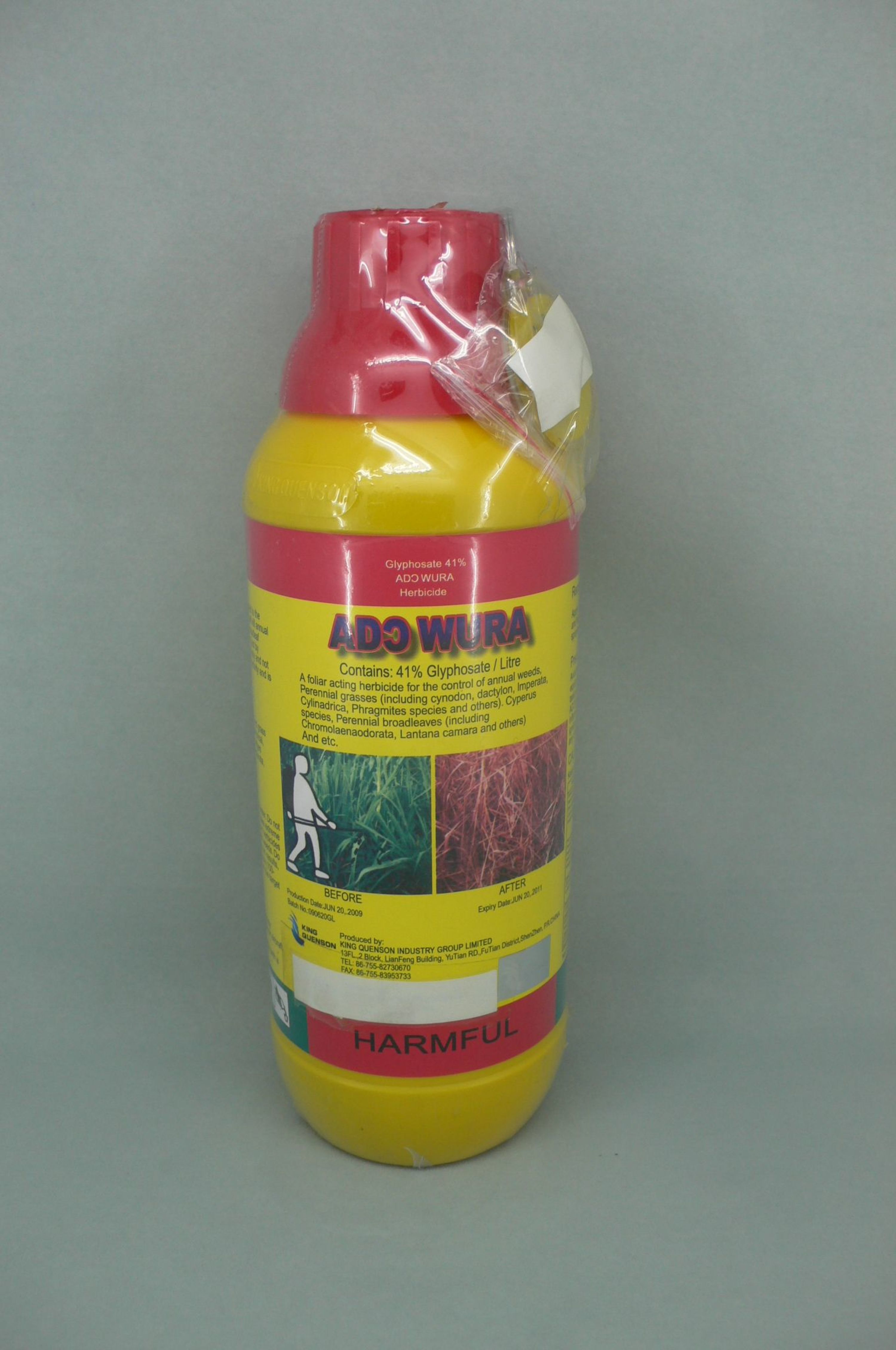 Glyphosate Technical: 95% TC  Formulation:  Glyphosate monoammonium 75.7% WSG Glyphosate isopropylamine salt 480 g/L SL (equivalent to 360 g/L Glyphosate acid)