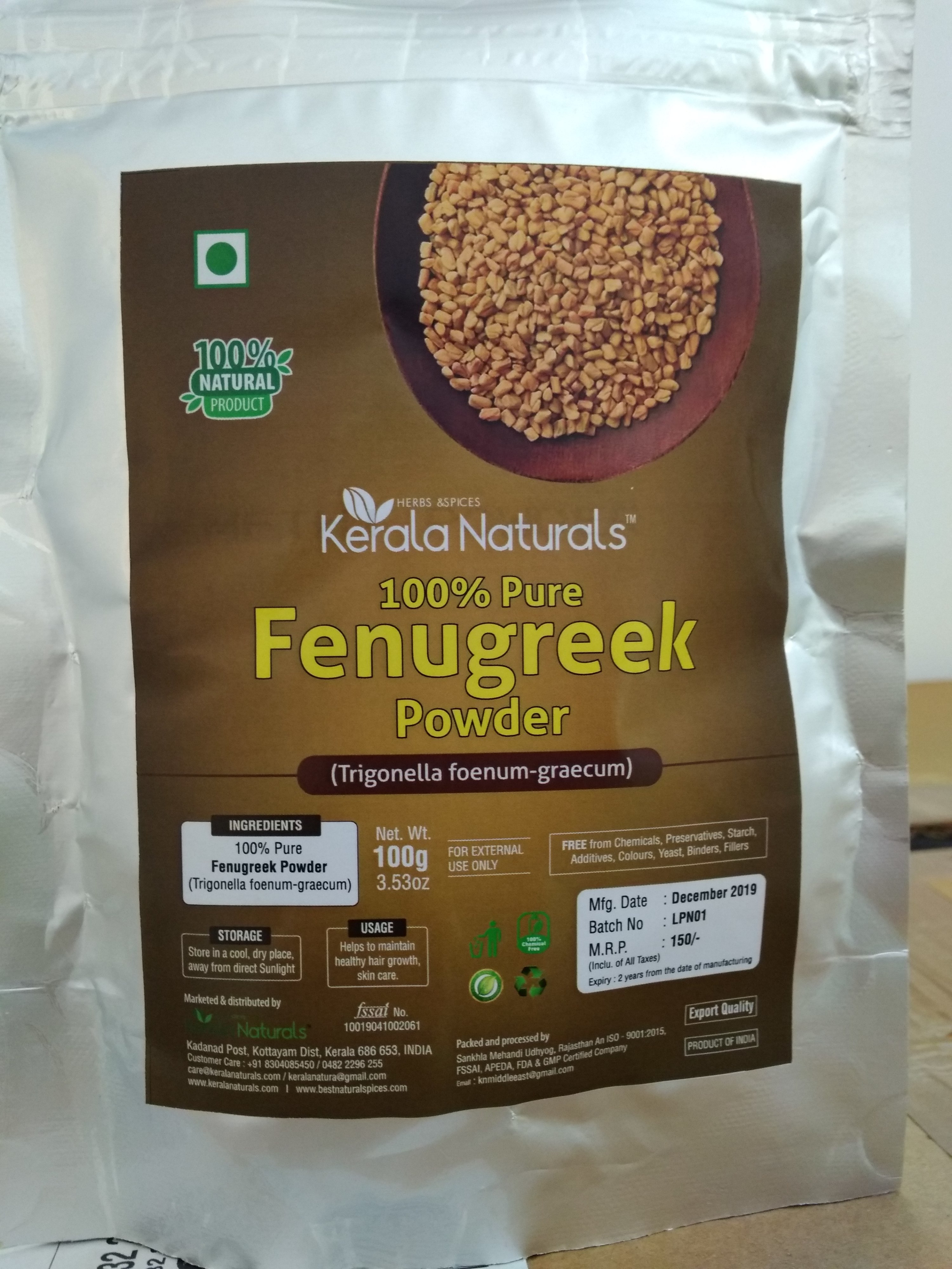 Kerala Naturals pure fenugreek powder 100 gm