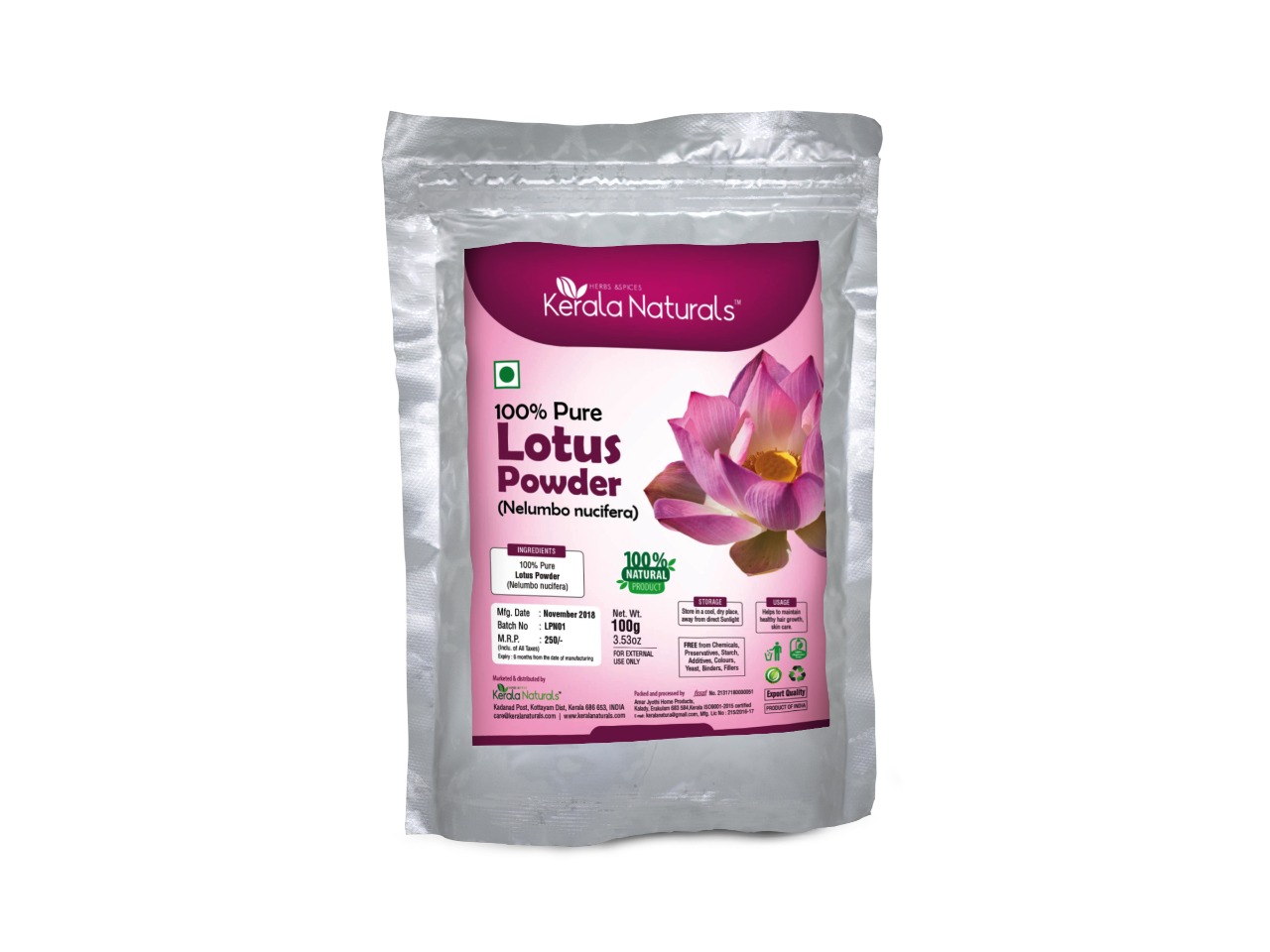 Kerala naturals pure lotus powder 100gm