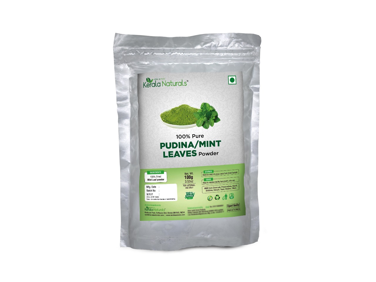 KERALA NATURALS PURE PUDINA /MINT LEAVES POWDER 100 GM