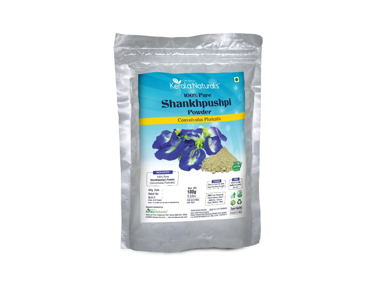 KERALA NATURALS PURE SHANKHPUSHPI POWDER 100 GM