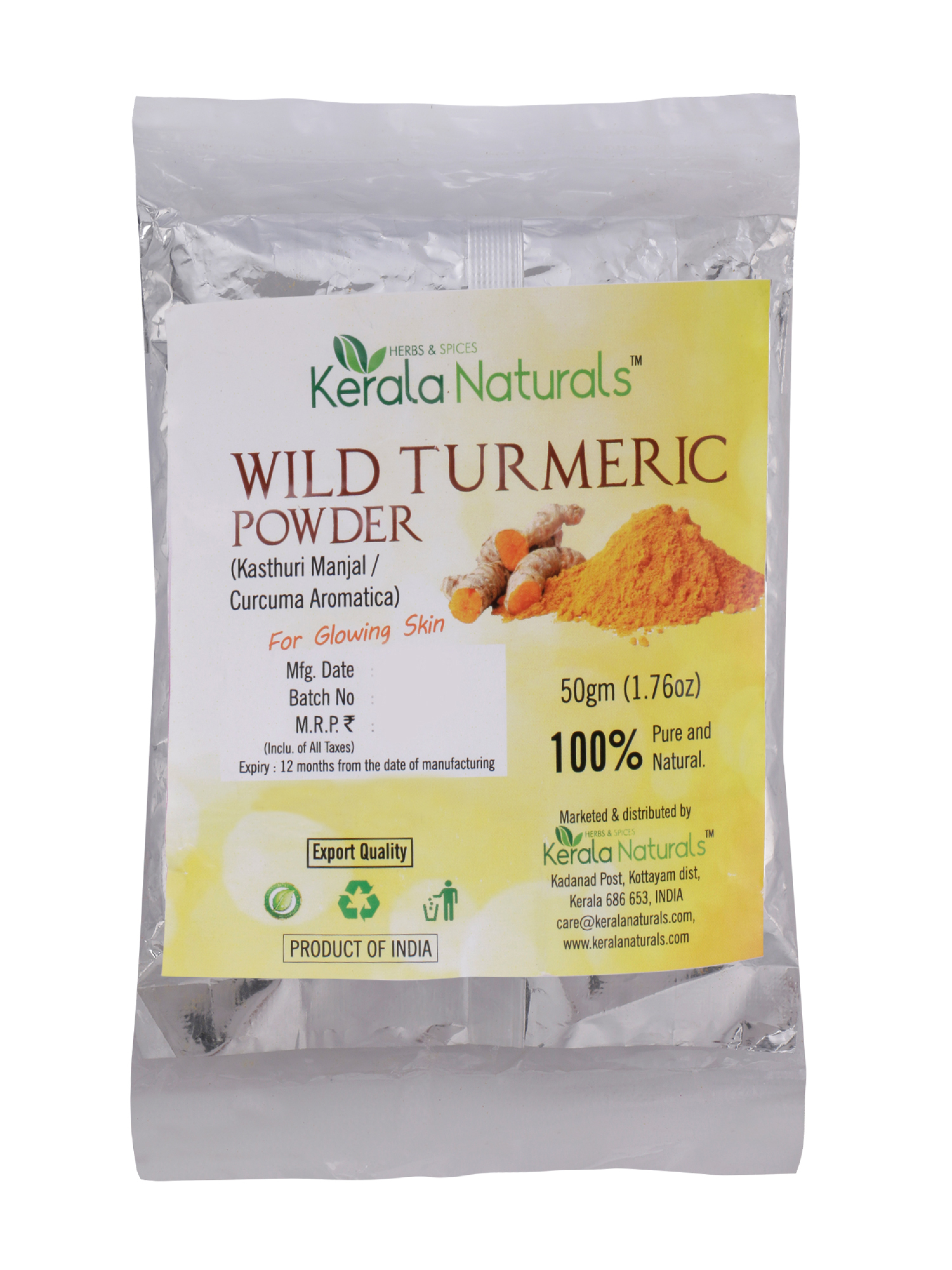 KERALA NATURALS KASTURI TURMERIC POWDER 50 GM