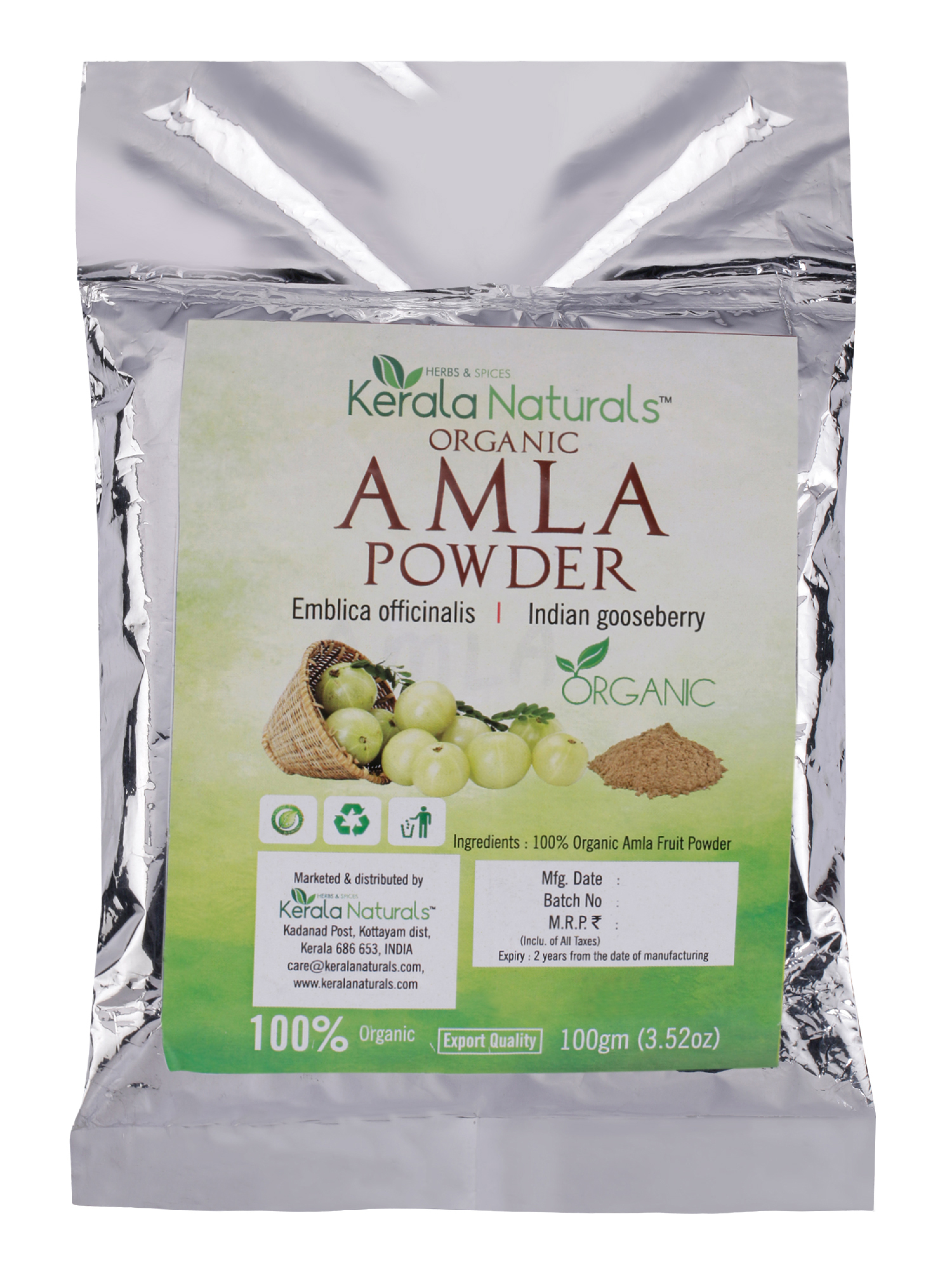 KERALA NATURALS ORGANIC AMLA POWDER 100 GM