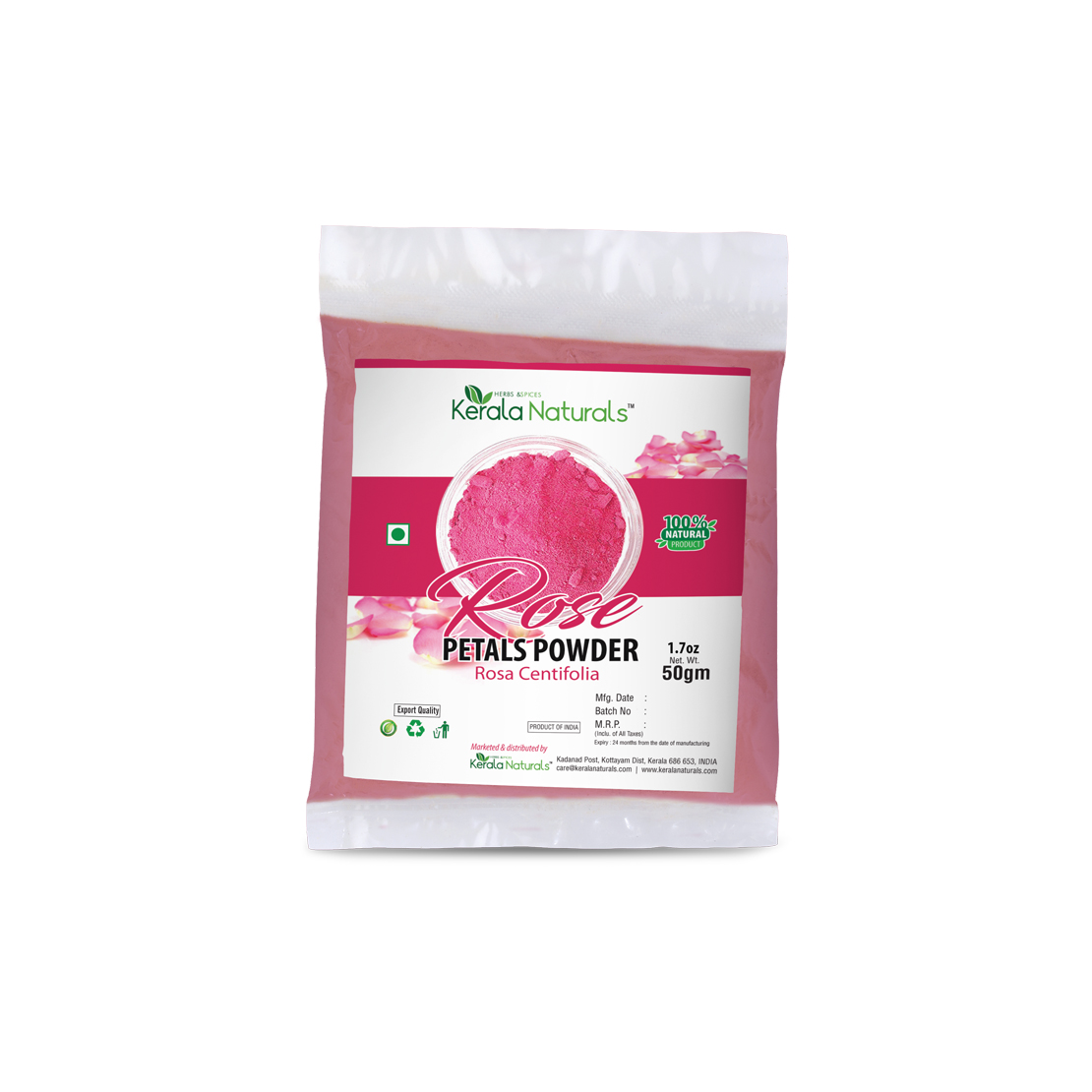 KERALA NATURALS ROSE PETAL POWDER 50 GM