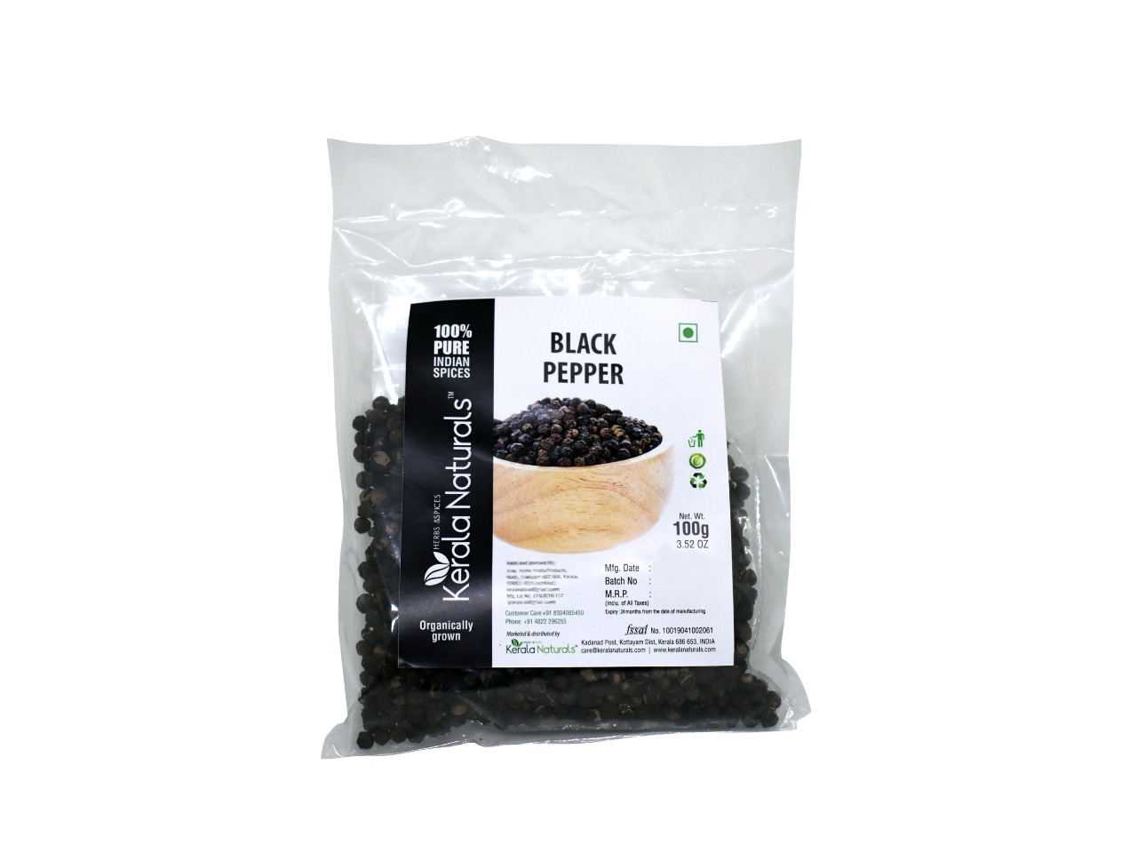 KERALA NATURALS  BLACK PEPPER 100 GM