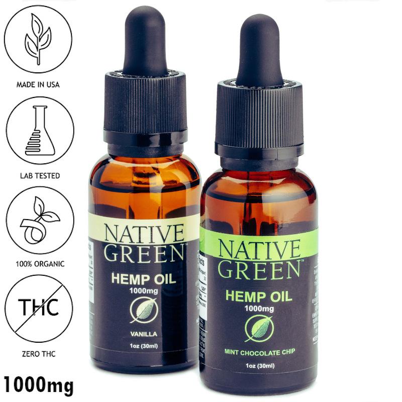 2-PAK BROAD SPECTRUM HEMP EXTRACT OIL 1000MG MINT CHOCOLATE CHIP & VANILLA