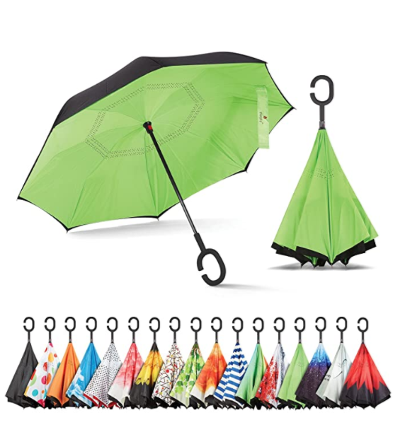 Double Layer Inverted Umbrella with C-Shaped Handle, Anti-UV Waterproof 