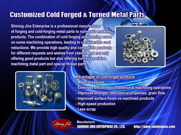 Fasteners and Bolts - Cold Forging And Precision Machining Parts made in Taiwan