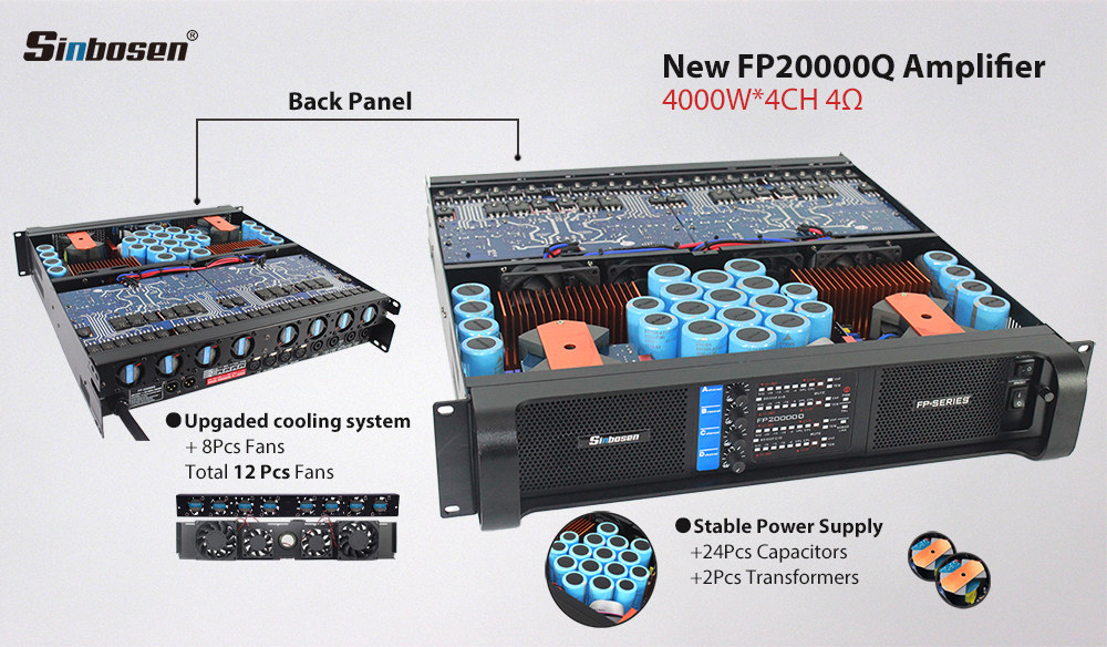 Capacitor upgrade FP20000Q professional 4 channel 10000 watt power amplifier for subwoofer