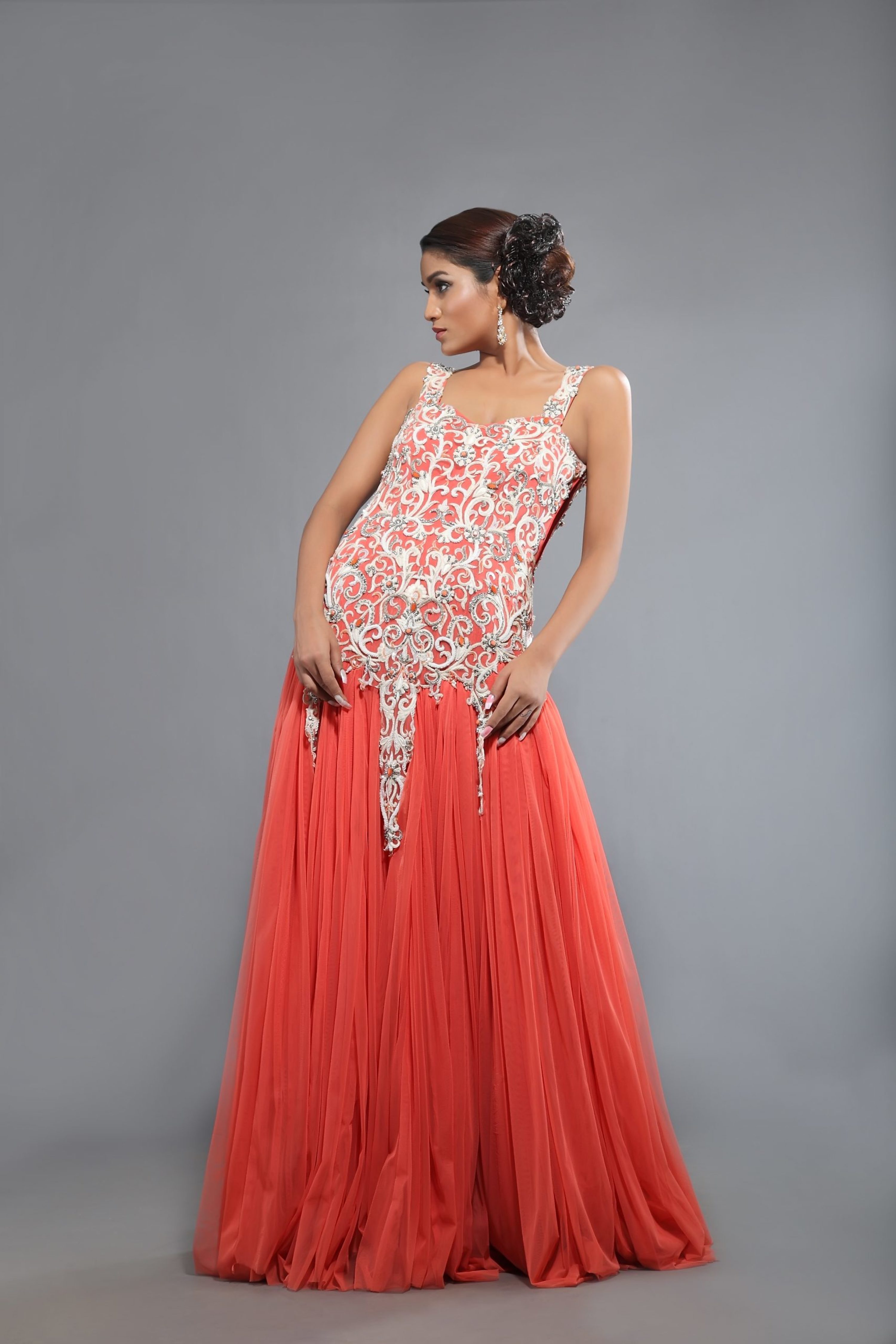 Peach Indian Cocktail Gown