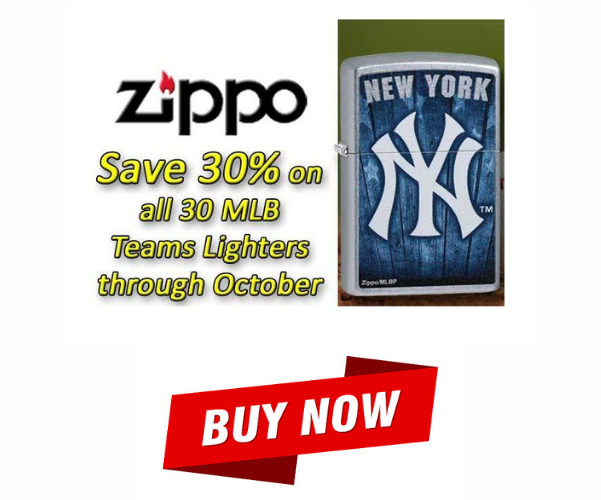 Zippo - Save 30% on all 30 MLB Teams Lighters