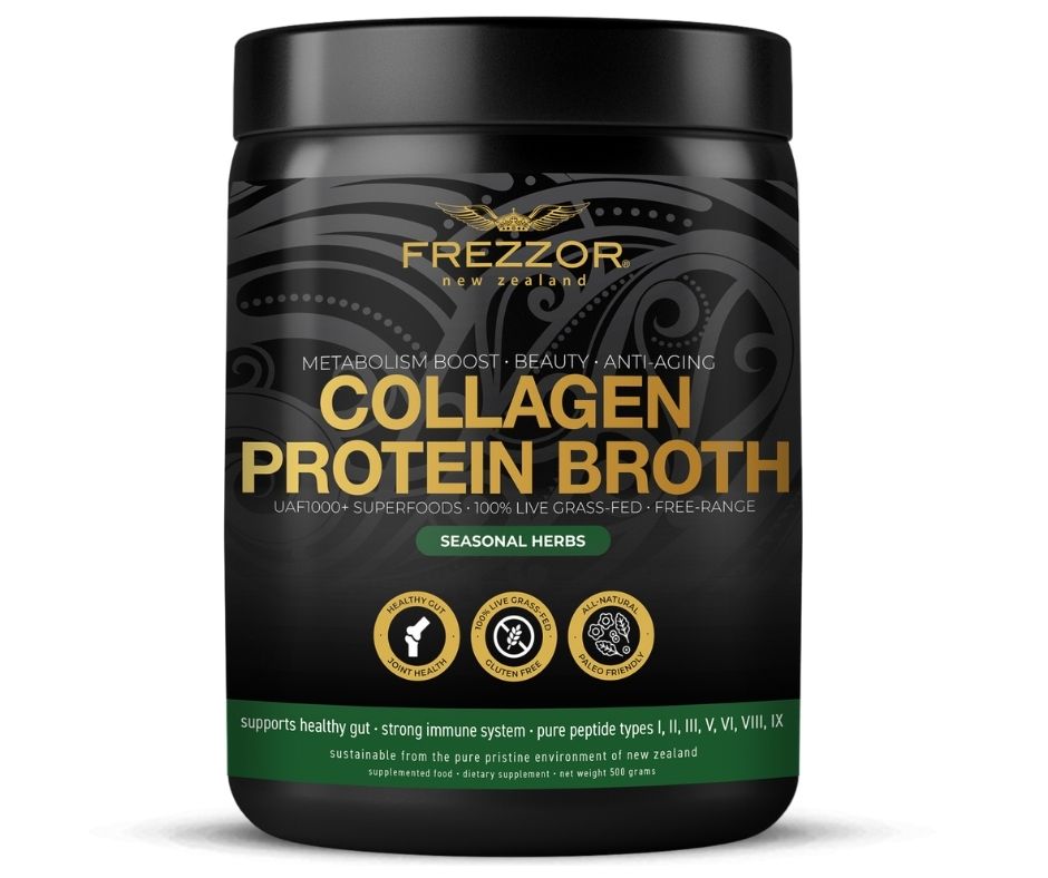 FREZZOR Collagen Protein Broth Seasonal Herbs- 100% Live Grass-Fed