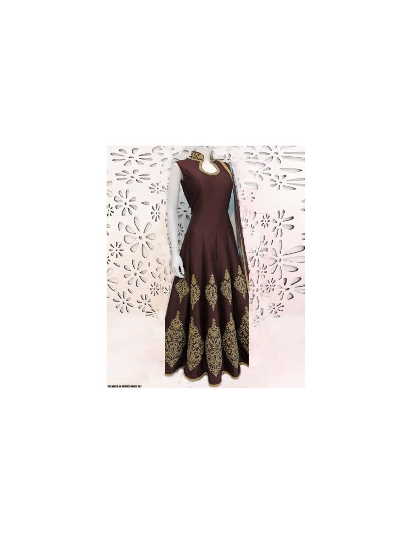 Indian Rani - Stylish Embroidered Brown Banglori Silk Gown