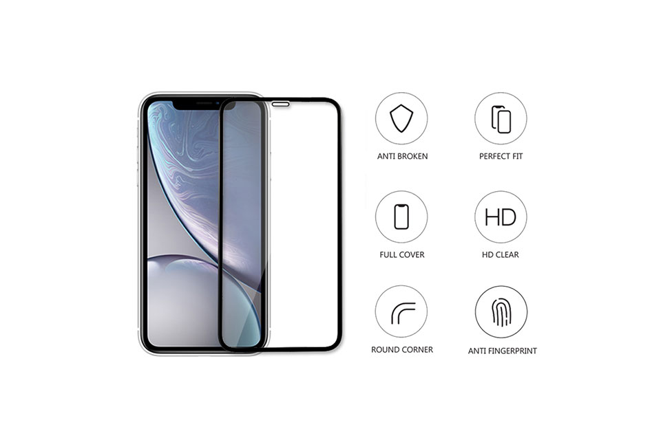 FULL SCREEN TEMPERED GLASS SCREEN PROTECTOR FOR IPHONE XR