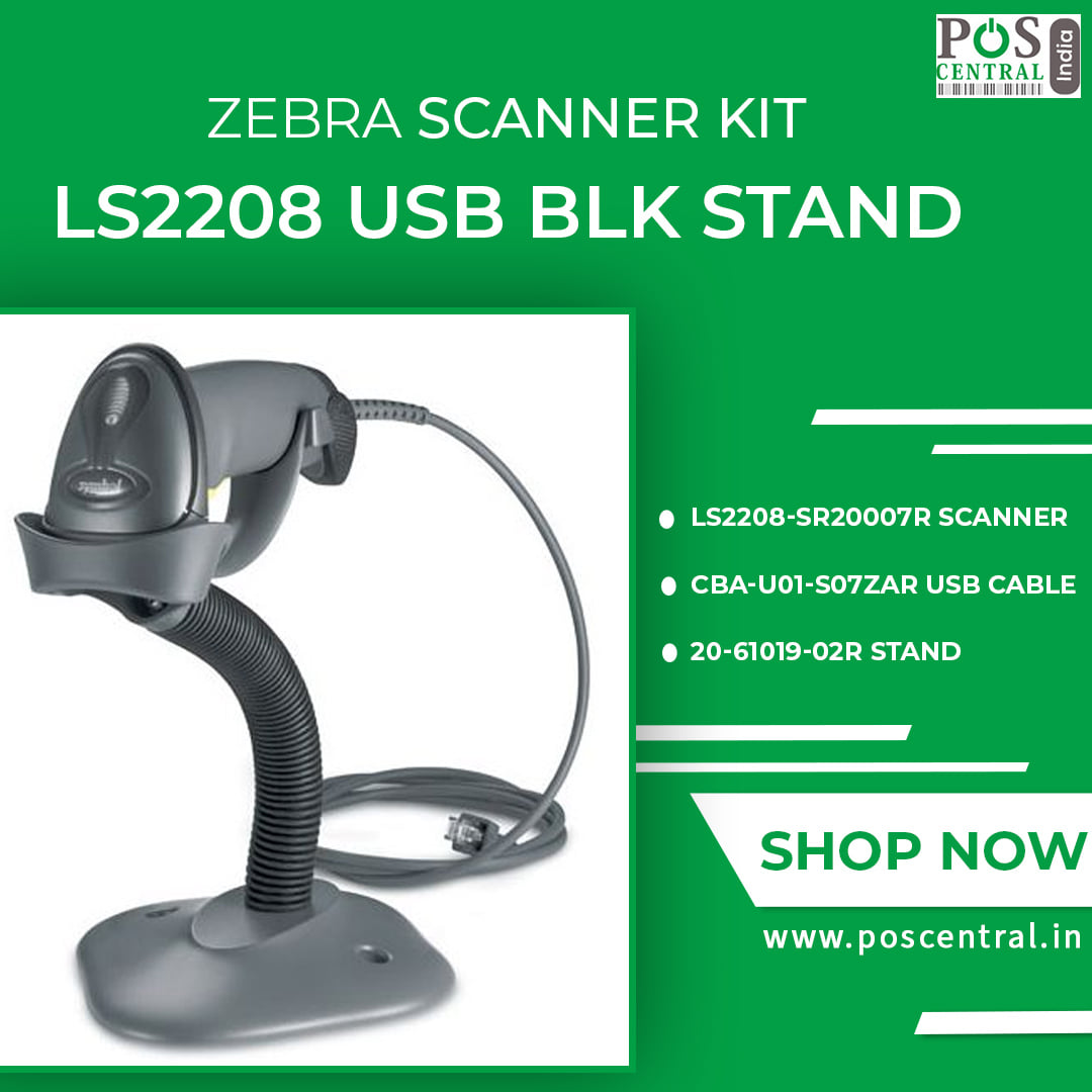 Buy Economical Zebra Symbol LS2208 1D Laser Barcode Scanner in India