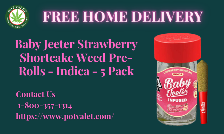 Baby Jeeter Strawberry Shortcake Weed Pre-Rolls - Indica - 5 Pack