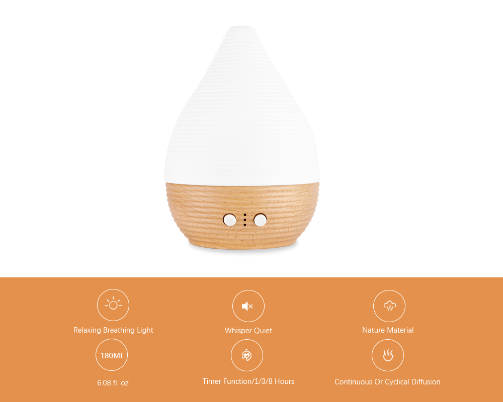 Bre-Wooden Base Mini Art Electric Ultrasonic Diffuser With Light