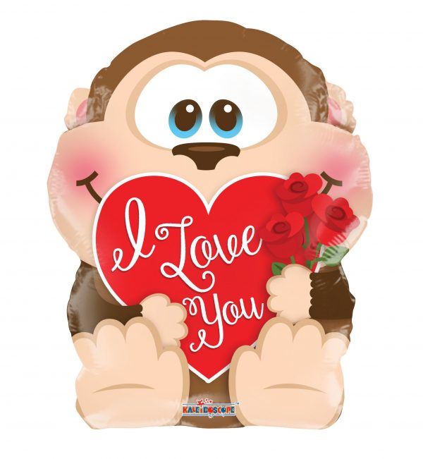 Valentine’s Day- I Love You Monkey Mylar Balloon 18″