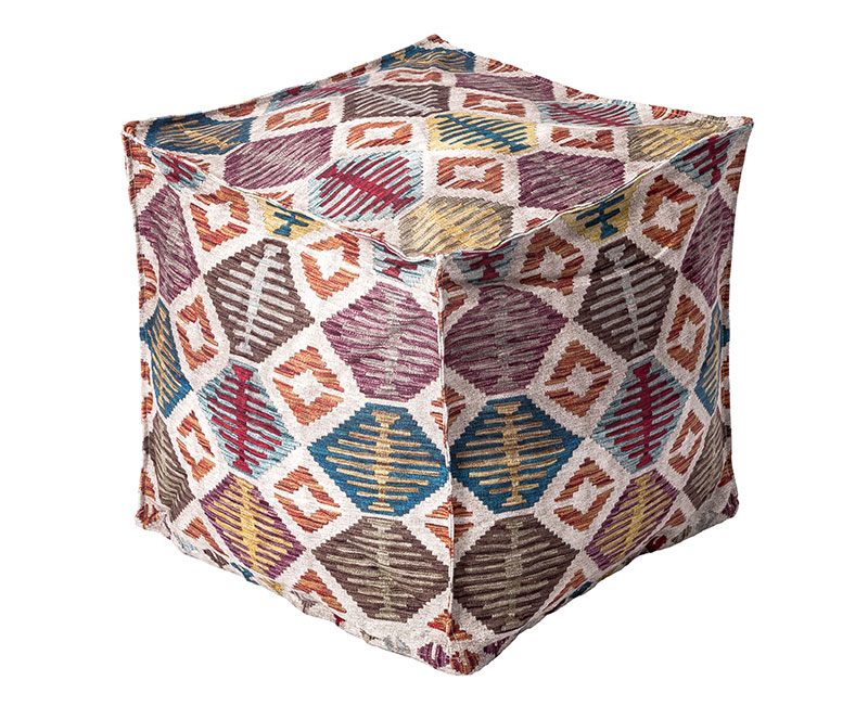 Cube Ottoman Pouf-Polyester Chenille Digital Printed Pouf