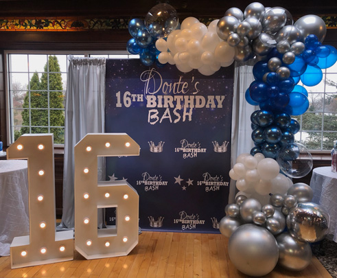 Marquee Number Balloon Arch & Backdrop Package