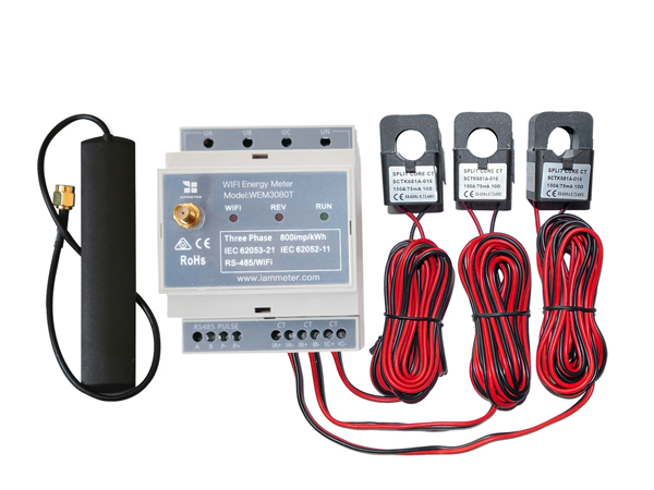 Three Phase Energy Meter Wi-Fi,split phase,residential energy consumption,solar pv monitor,net energy metering, Modbus TCP/RTU