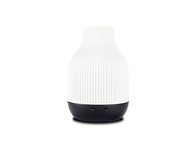 Malco-Bamboo Base White Ceramic Electric Ultrasonic Diffuser With Light