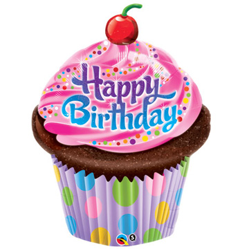 Large Shape Happy Birthday Cupcake Balloon