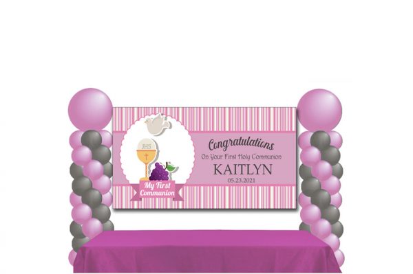 Pink Stripes Communion Banner