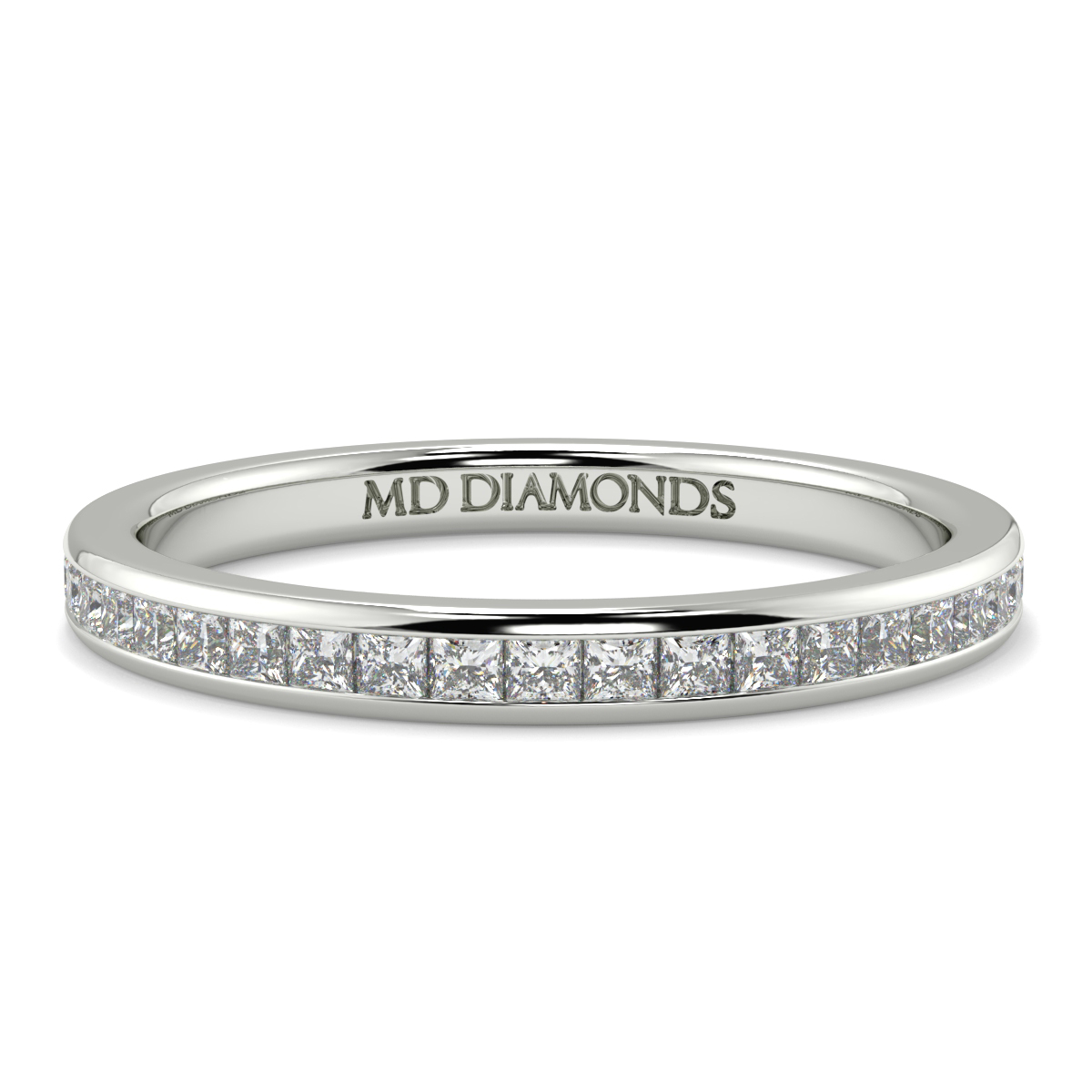 2MM Princess Channel Set Wedding Band