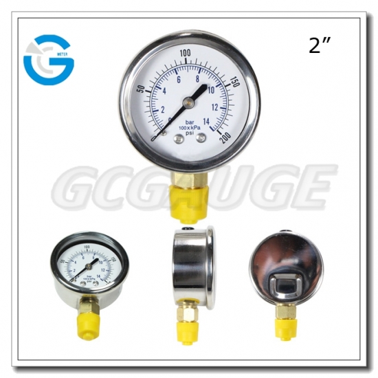 2 Inch Medical High Pressure 4000psi Chromed Thread Bottom Gauge