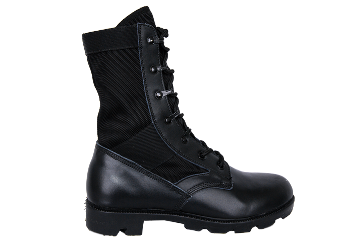 Black Leather Tactical Boots