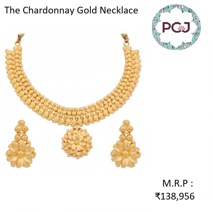 The Chardonnay Gold Necklace Set By PC Jeweller